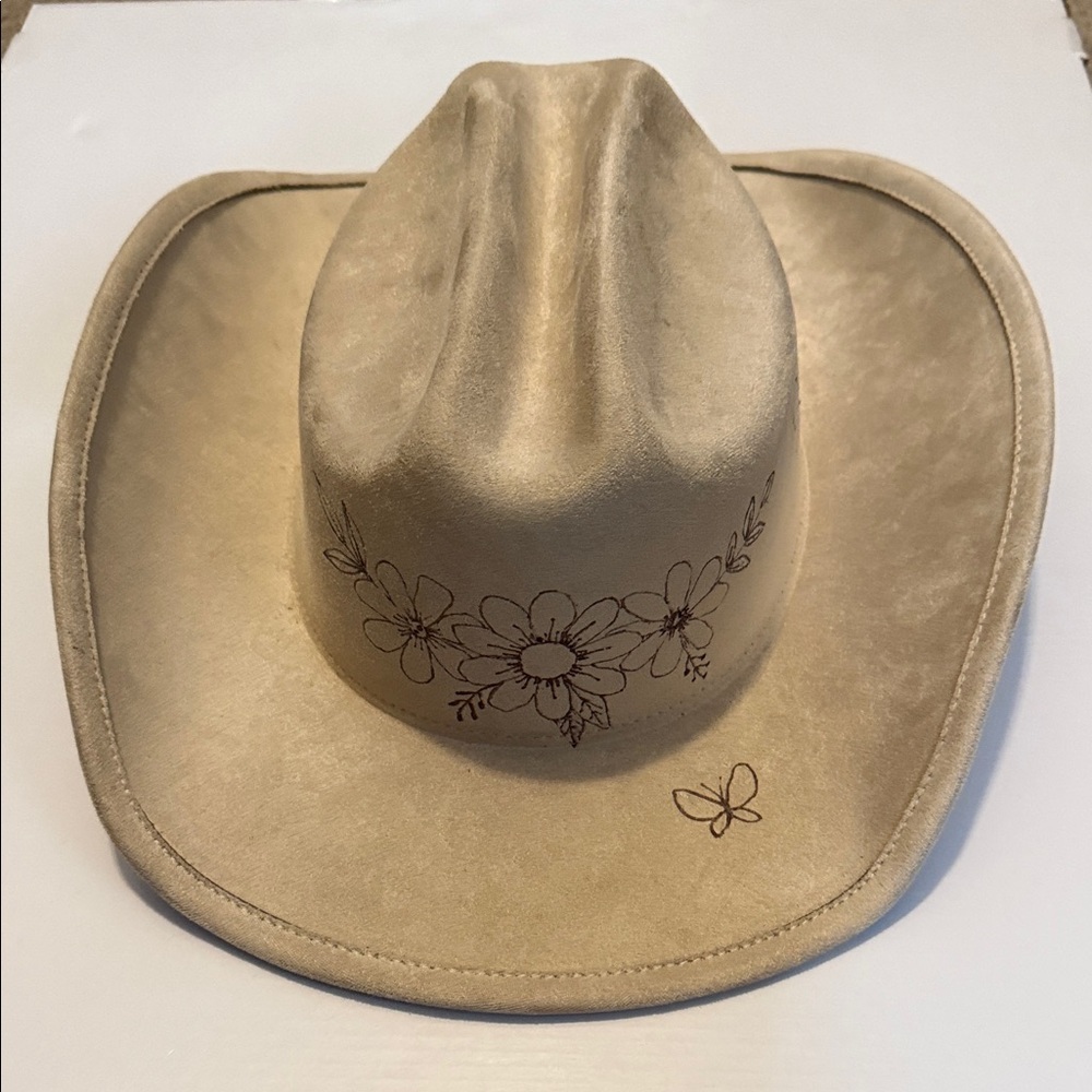 New Floral Taupe Cowgirl Hat